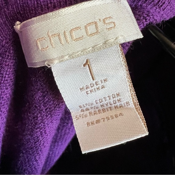 Chico's Purple Cowl Neck Sweater Oversized Knit Size 1/8 - Picture 4 of 9